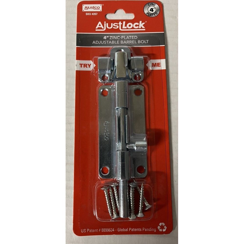 AdjustLock 4" Zinc Plated‎ Adjustable Barrel Bolt "New"